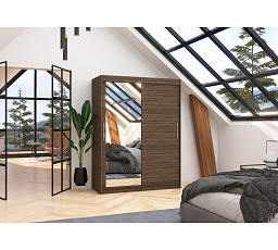 Posuvná skříň se zrcadlem BIANCO 150 Choco+Choco