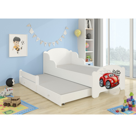 Dvojlůžko s matracemi AMADIS II CAR ZIGZAG 160x80 Bílá