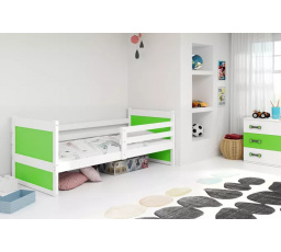 Dětská postel RICO 90x200 cm, s matrací, Bílá/Zelená