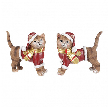 Kočka - vánoční figurka, polyresin, vel. S, červeno-hnědá, mix 2, cena za 1 ks Kočka - vánoční figurka, polyresin, vel. S, červeno-hnědá, mix 2, cena za 1 ks