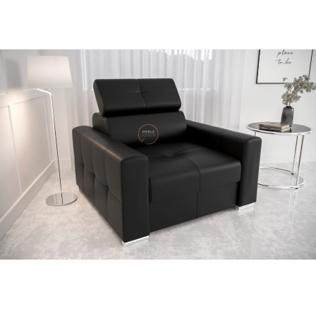 Křeslo MARGO přírodní kůže - černá kůže