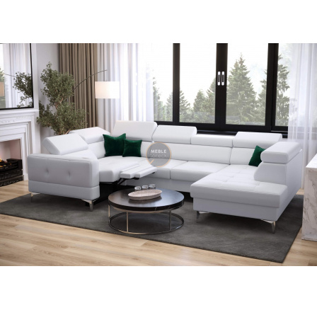 Rohová sedací souprava TOSCANIA MAX I , relax s funkcí spaní 170x350x185 cm - bílá eko kůže , levá Rohová sedací souprava TOSCANIA MAX I , relax s funkcí spaní 170x350x185 cm - bílá eko kůže , levá