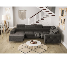 Rohová sedací souprava ORION MAX III , relax s funkcí spaní 165x320x190 cm - šedá , pravá