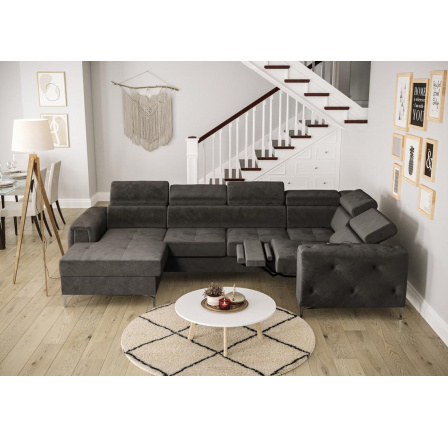 Rohová sedací souprava ORION MAX III , relax s funkcí spaní 165x320x190 cm - šedá , pravá Rohová sedací souprava ORION MAX III , relax s funkcí spaní 165x320x190 cm - šedá , pravá