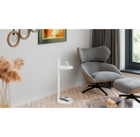 Pomocný stolek Claro kulatý průměr 30 cm - různé barvy na výběr - Bílý Mat, Bílý Mat