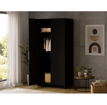 Mirtillo two-door wardrobe in black Black 100x216 Mirtillo two-door wardrobe in black Black 100x216