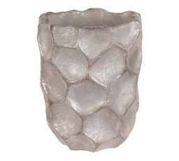 Váza betonová - vzor buněk, stříbrno-šedá