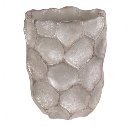 Váza betonová - vzor buněk, stříbrno-šedá