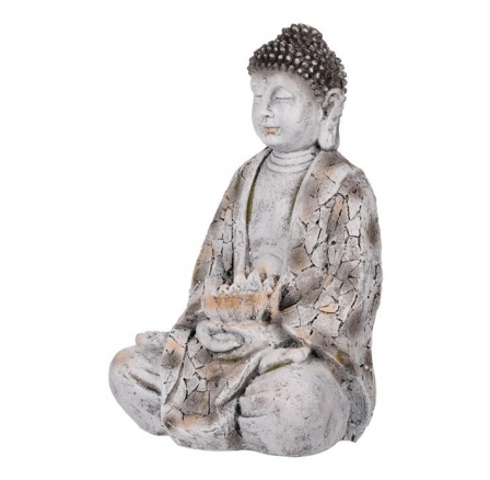 Buddha - dekorace z magnesia, šedá barva