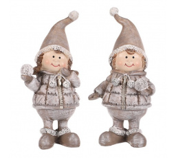 Děti - figurky z polyresinu, hnědá čepice, mix 2, cena za 1 ks