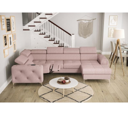 Rohová sedací souprava ORION MAX III , relax s funkcí spaní 165x320x190 cm - růžová, levá