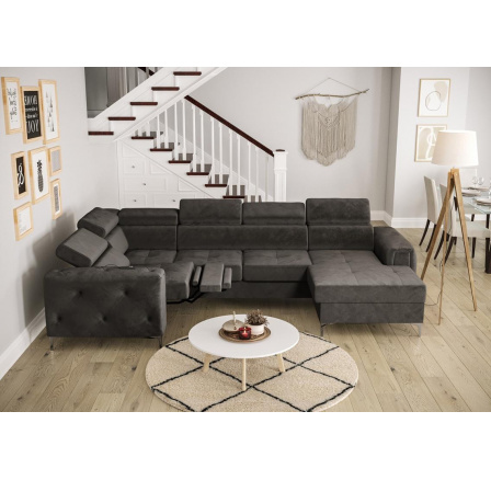 Rohová sedací souprava ORION MAX III , relax s funkcí spaní 165x320x190 cm - šedá , levá Rohová sedací souprava ORION MAX III , relax s funkcí spaní 165x320x190 cm - šedá , levá