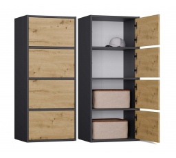 Komoda Almona 4D antracit/dub artisan