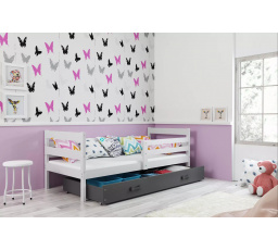 Dětská postel ERYK 80x190 cm se šuplíkem, bez matrace, Bílá/Grafit