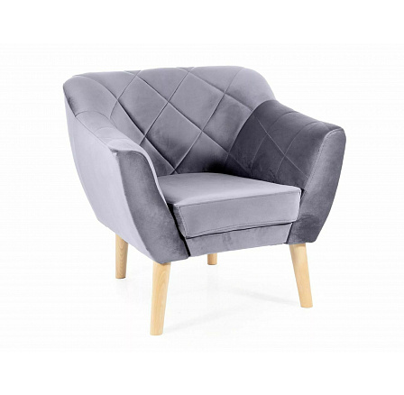 Křeslo KARO 1 VELVET, Šedý Bluvel 14/Buk