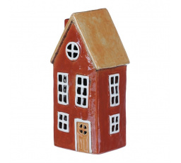 Domeček keramický - na čajovou svíčku, cihlově červený