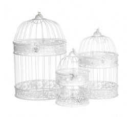 Klec kovová - závěsná, barva bílá, cena za sadu 3 ks