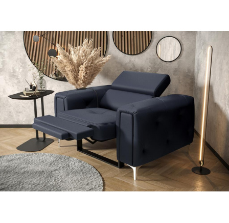 Křeslo ORION , relax přírodní kůže - Modrá kůže