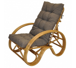 Ratanové křeslo polohovací medové polstr šedý melír