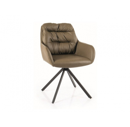 Jídelní židle otočná SPELLO, olivová ekokůže/černý mat