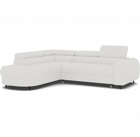 Vesteria left-hand corner sofa with sleeping function and storage compartment, white bouclé Royal 01 120x200 1 Vesteria left-hand corner sofa with sleeping function and storage compartment, white bouclé Royal 01 120x200 1