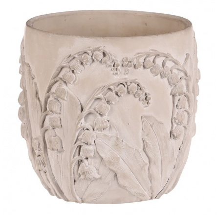 Obal betonový - vzor konvalinek, vel. L, světle šedý