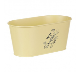 Truhlík kovový - motiv ptáčka, barva žlutá