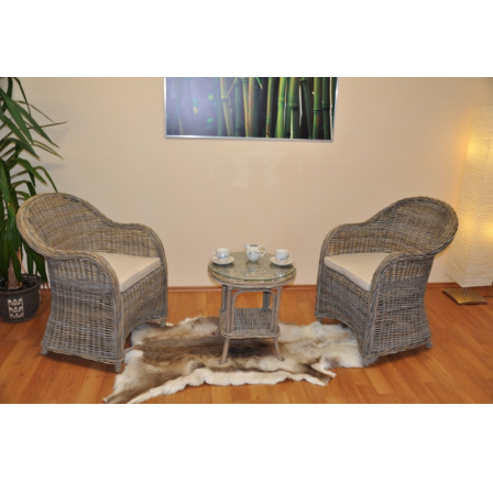 Ratanová sedací souprava Roma ratan kubu polstry béžové Ratanová sedací souprava Roma ratan kubu polstry béžové