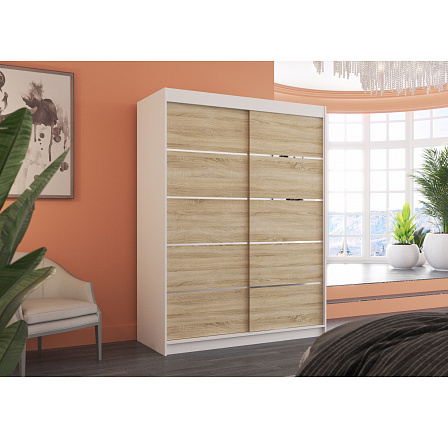 Posuvná skříň LUFT 150 Bílá+Sonoma