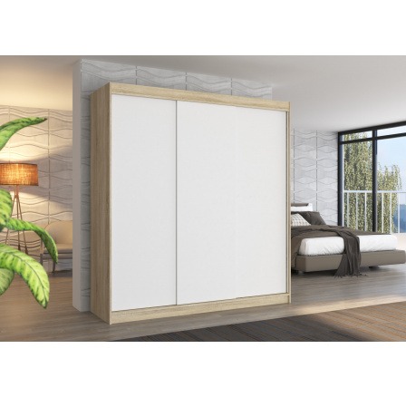 Šatní skříň posuvná MEGAN 200 Sonoma+White