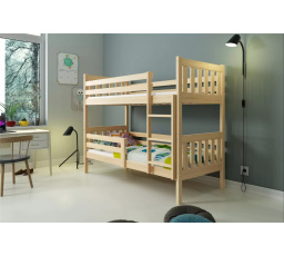 Dětská patrová postel CARINO 80x160 cm, včetně matrací, Přírodní