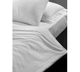 Hotelové povlečení 140x200, 70x90cm Atlas gradl  Bílý - česaný 145g/m2, proužek 2 mm