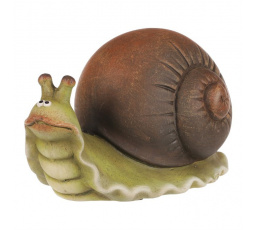 Šnek - keramická figurka, vel. M, zeleno-hnědý