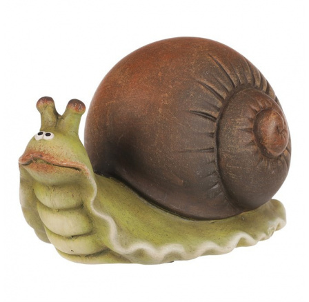 Šnek - keramická figurka, vel. M, zeleno-hnědý