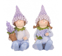 Děti s levandulemi - polyresin, sedící, mix 2, cena za 1 ks