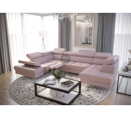 Rohová sedací souprava GALAXY MAX II , relax s funkcí spaní 215x350x170 přírodní kůže - levá, Béžová kůže