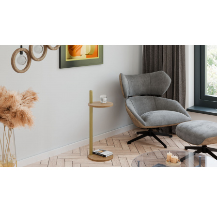 Pomocný stolek Claro kulatý průměr 30 cm - různé barvy na výběr - Dub Lancelot, Zlatý