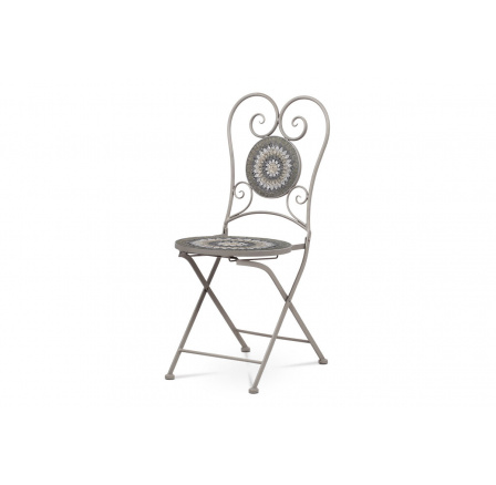 Zahradní židle, keramická mozaika, kov, šedý lak (designově ke stolu JF2219)