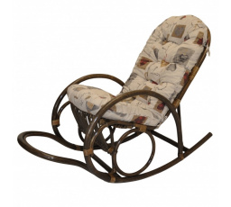 Ratanové houpací křeslo Jenaira hnědé polstr motiv srdce love