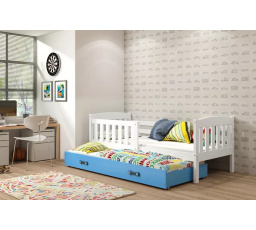 Dětská postel KUBUS s přistýlkou 90x200 cm, s matracemi, Bílá/Modrá