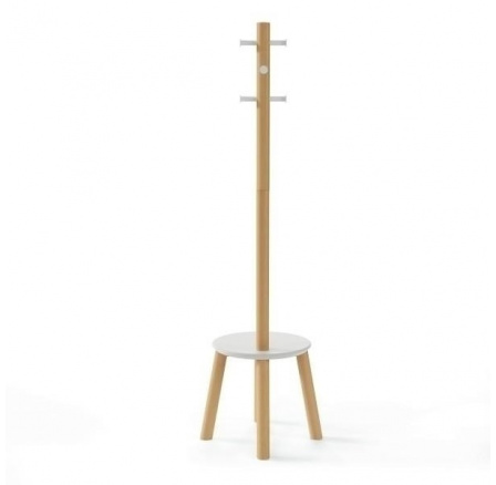 Věšák a stolička Pillar bílá/přírodní