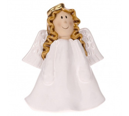 Anděl - keramická figurka, bílé šaty