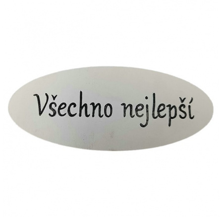 Cedulka "Všechno nejlepší" - dřevo, bílá, v sáčku 12 ks, cena za 1 ks