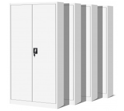 Sada 4x kancelářská kovová skříň na dokumenty JAN, 900 x 1850 x 400 mm, bílá