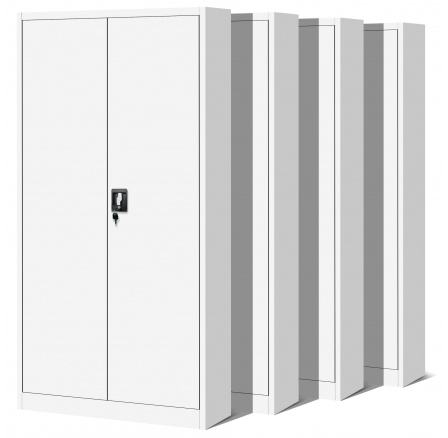 Sada 4x kancelářská kovová skříň na dokumenty JAN, 900 x 1850 x 400 mm, bílá Sada 4x kancelářská kovová skříň na dokumenty JAN, 900 x 1850 x 400 mm, bílá