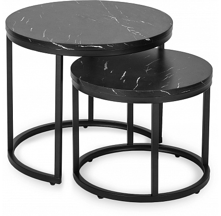 Sada stolků MAURO Černý Mramor