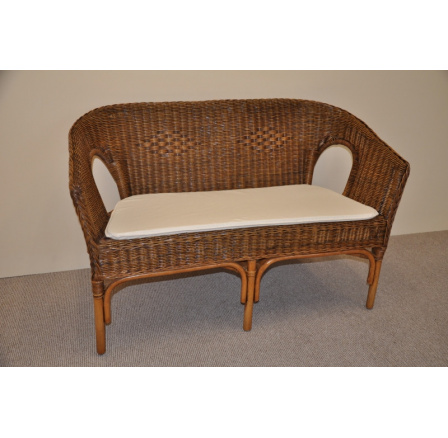 Ratanová lavice Fabion brown wash s polstrem bílým Ratanová lavice Fabion brown wash s polstrem bílým