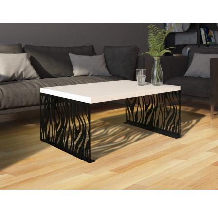 Konferenční stolek MAFEI 100x70 White Shine+Black Mat