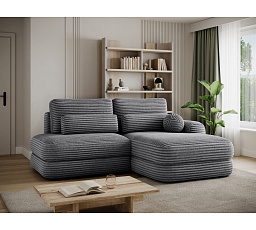 Ripeli Corner Sofa Bed with Storage, Grey Velvet, Right-Hand Facing Modullo 04 180x128 Right 1