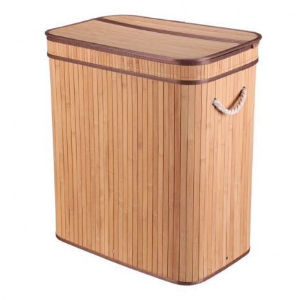 Koš prádelní - bambusový, s víkem, barva přírodní